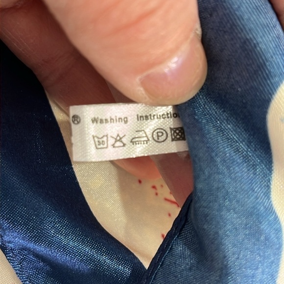 Corciova Abstract Womens Satin Scarf Trees Blue Pink Coral Cream Square - Picture 9 of 12